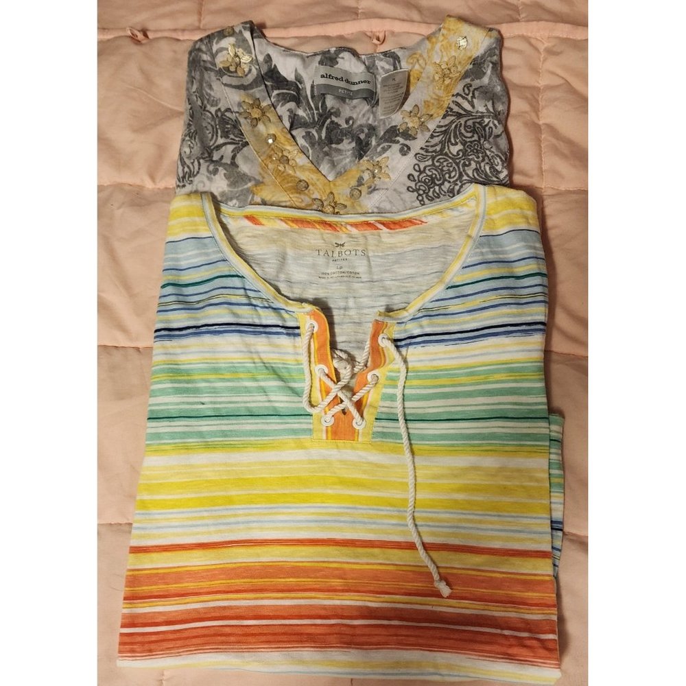 Talbots Alfred dunner womens petite large short sleeve blouses lot of 2 wome